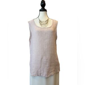 Flax 100% Linen Blush Pink Sleeveless Tunic Size M relaxed fit oversized